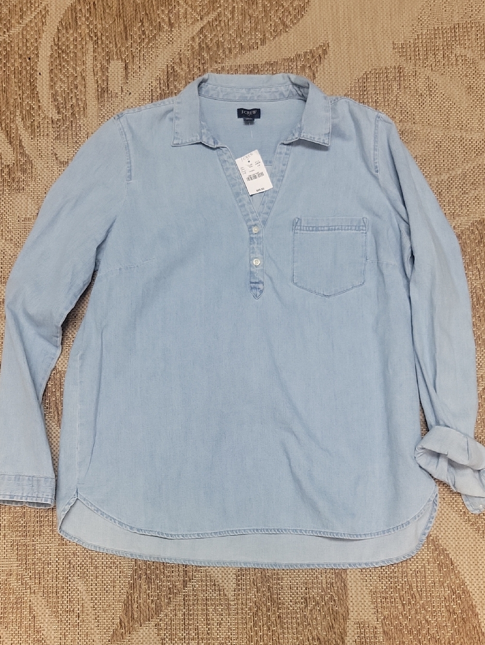 J Crew Light Blue Denim Henley Shirt